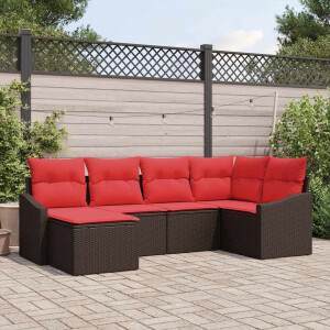 vidaXL Bankstel 6 st Bruin poly rattan