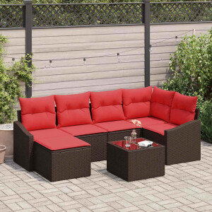 vidaXL Bankstel 7 st Bruin poly rattan