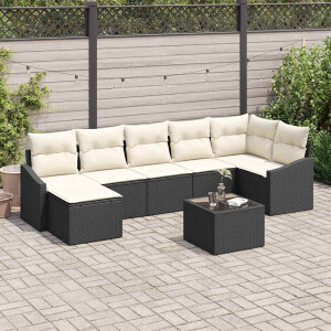 vidaXL Bankstel met kussen 8 pcs Zwart poly rattan