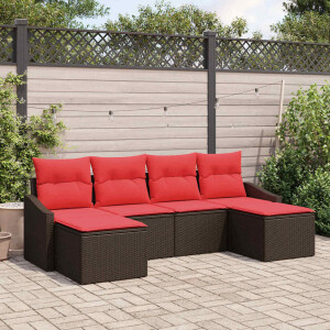 vidaXL Bankstel 6 st Bruin poly rattan