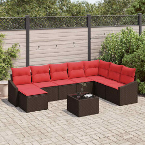 vidaXL Bankstel 9 st Bruin poly rattan