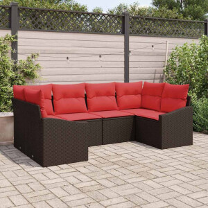 vidaXL Bankstel 6 st Bruin poly rattan