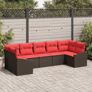 vidaXL Bankstel 7 st Bruin poly rattan