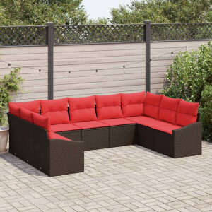 vidaXL Bankstel 9 st Bruin poly rattan