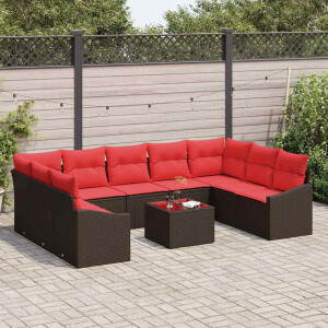 vidaXL Bankstel 10 st Bruin poly rattan