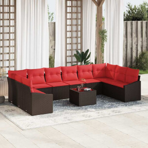vidaXL Bankstel 11 st Bruin poly rattan