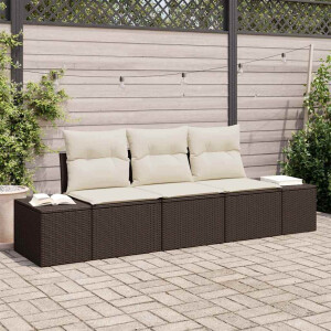 vidaXL Bankstel met kussen 3 pcs Bruin poly rattan