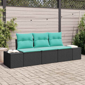 vidaXL Bankstel 3 st Zwart poly rattan