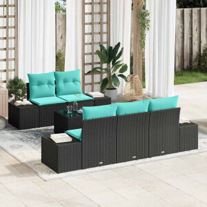 vidaXL Tuin Sofa Set 6 st Zwart poly rattan