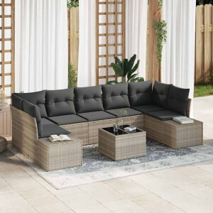 vidaXL Tuin Sofa Set met kussen 8 pcs Lichtgrijs poly rattan