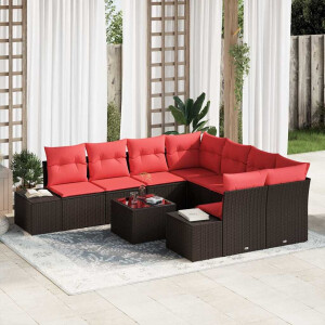 vidaXL Tuin Sofa Set met kussen 9 pcs Bruin poly rattan