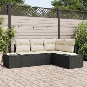 vidaXL Tuin Sofa Set 4 pcs Zwart poly rattan