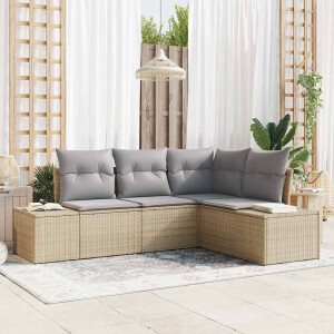 vidaXL Tuin Sofa Set 4 pcs Beige poly rattan