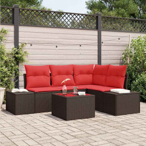vidaXL Tuin Sofa Set met kussen 5 pcs Bruin poly rattan