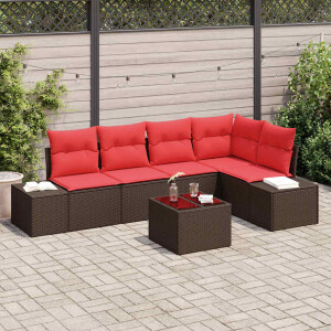vidaXL Tuin Sofa Set met kussen 6 pcs Bruin poly rattan