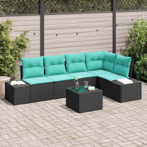 vidaXL Tuin Sofa Set 6 st Zwart poly rattan
