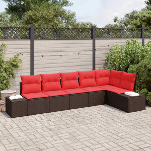 vidaXL Tuin Sofa Set met kussen 6 pcs Bruin poly rattan