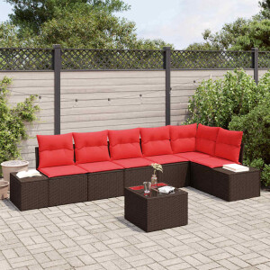 vidaXL Tuin Sofa Set met kussen 7 pcs Bruin poly rattan