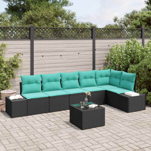 vidaXL Tuin Sofa Set 7 st Zwart poly rattan