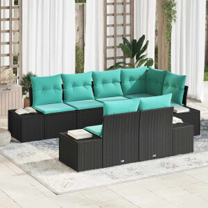 vidaXL Tuin Sofa Set 7 st Zwart poly rattan