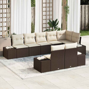 vidaXL Tuin Sofa Set met kussen 8 pcs Bruin en Crème poly rattan