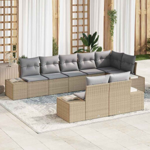 vidaXL Tuin Sofa Set met kussen 8 pcs Beige en Grijs poly rattan