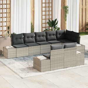 vidaXL Tuin Sofa Set met kussen 8 pcs Lichtgrijs poly rattan