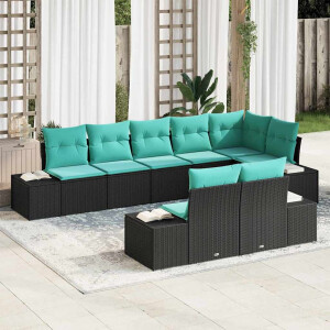 vidaXL Tuin Sofa Set 8 st Zwart poly rattan