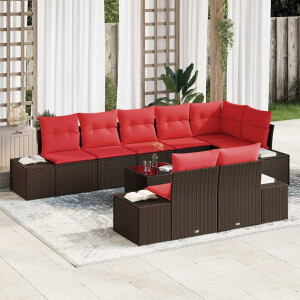 vidaXL Tuin Sofa Set met kussen 9 pcs Bruin poly rattan