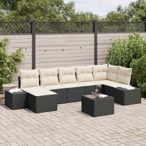 vidaXL Tuin Sofa Set met kussen 8 pcs Zwart poly rattan