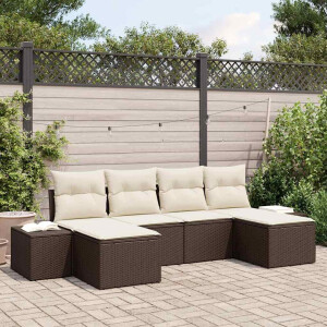 vidaXL Tuin Sofa Set met kussen 6 pcs Bruin poly rattan