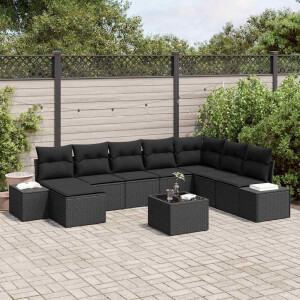 vidaXL Tuin Sofa Set met kussen 9 pcs poly rattan