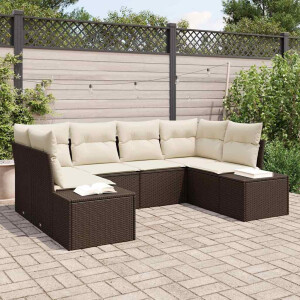 vidaXL Tuin Sofa Set met kussen 6 pcs Bruin poly rattan