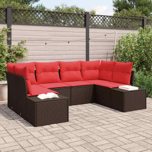 vidaXL Tuin Sofa Set met kussen 6 pcs Bruin poly rattan