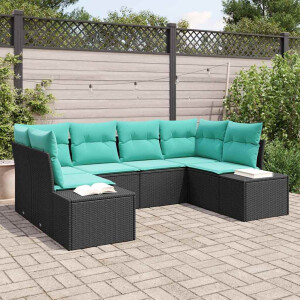 vidaXL Tuin Sofa Set 6 st Zwart poly rattan