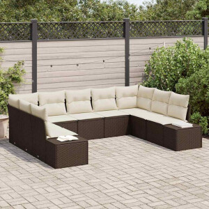 vidaXL Tuin Sofa Set met kussen 9 pcs Bruin poly rattan
