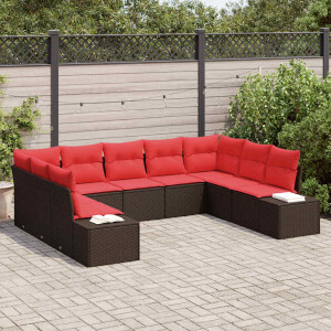 vidaXL Tuin Sofa Set met kussen 9 pcs Bruin poly rattan