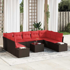 vidaXL Tuin Sofa Set met kussen 10 pcs Bruin poly rattan