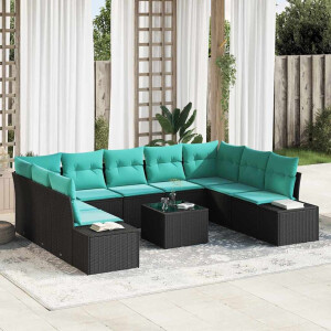 vidaXL Tuin Sofa Set 10 st Zwart poly rattan