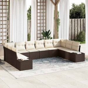 vidaXL Tuin Sofa Set met kussen 10 pcs Bruin poly rattan