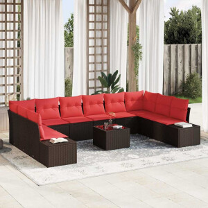 vidaXL Tuin Sofa Set met kussen 11 pcs Bruin poly rattan