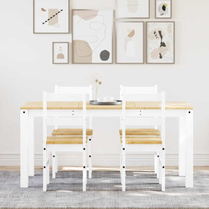 vidaXL 5-delige Eethoek Panama massief grenenhout wit