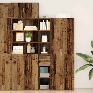 vidaXL Boekenkast met lade Oudhout 30 x 42.4 x 185.2 cm