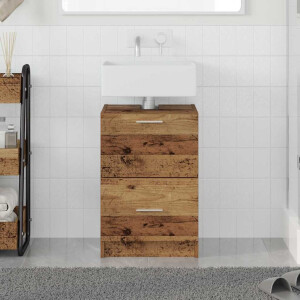 vidaXL Badkamer Kast met lade Oud Hout 40 x 37 x 59 cm Bewerkt hout