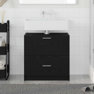 vidaXL Badkamer Kast met lade Zwart Eiken 59 x 37 x 59 cm Bewerkt hout