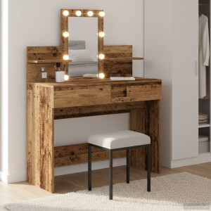 vidaXL Plafondtafel met lade Oudhout 100 x 40 x 130 cm Bewerkt hout