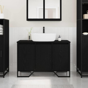 vidaXL Badkamertenk te kast Zwart Eiken 91 x 35 x 60 cm Bewerkt hout