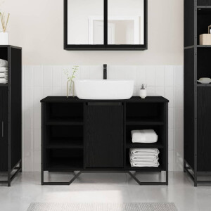 vidaXL Badkamertenk te kast Zwart Eiken 91 x 35 x 60 cm Bewerkt hout