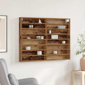 vidaXL Vitrinekast met plank Oudhout 100 x 8,5 x 75 cm Bewerkt hout