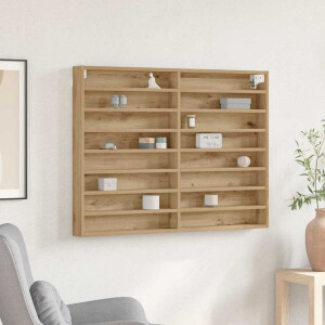 vidaXL Vitrinekast Artisan Eiken 100 x 8,5 x 75 cm Bewerkt hout